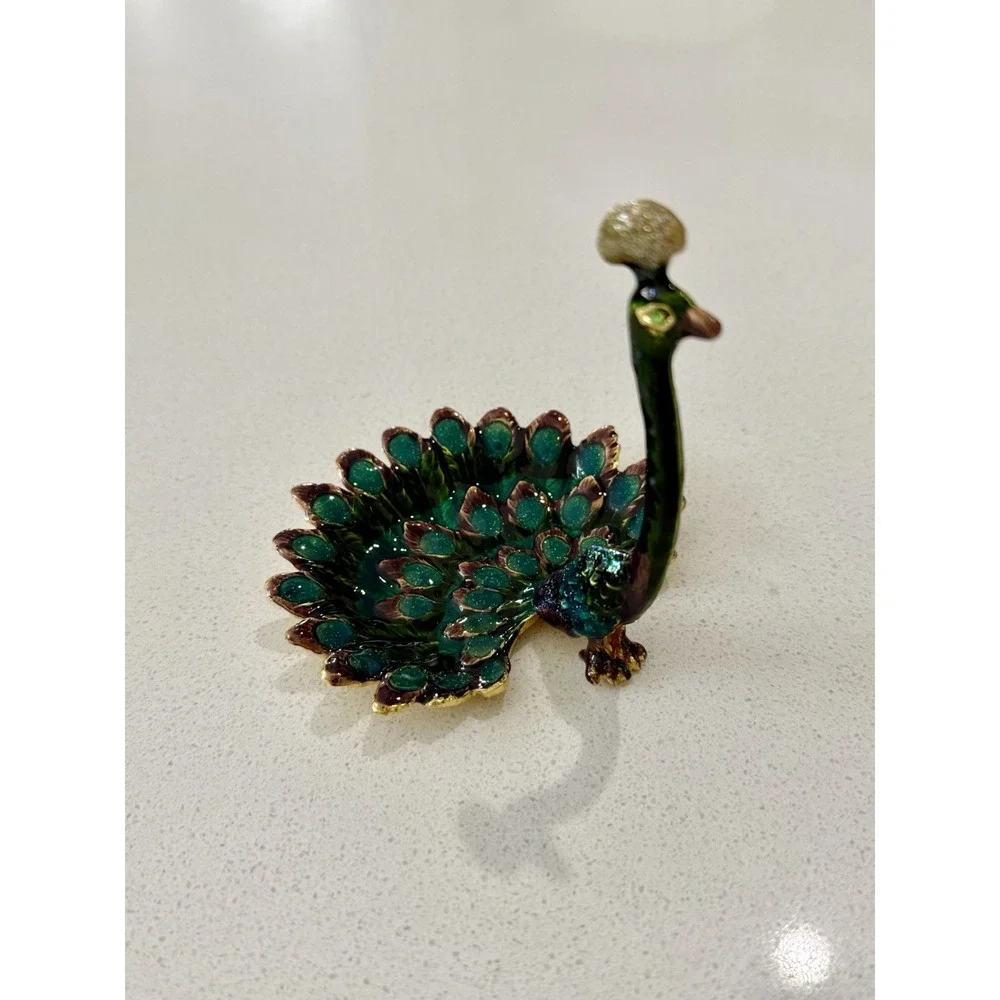 Home X Peacock Trinket Jewelry Ring Holder Multicolor Enameled‎